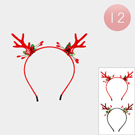 12PCS - Christmas Rudolph Antlers Headbands