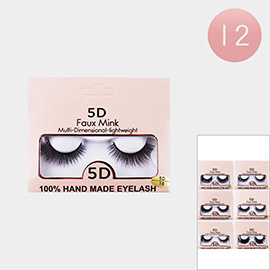 12PCS - 5D Faux Mink Multi Dimensional Lightweight Eyelashes