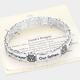 Lords Prayer Message Metal Stretch Bracelet