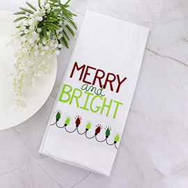 Merry and Bright Christmas Message Printed Kitchen Towel