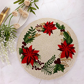 Christmas Wreath Printed Round Placemat