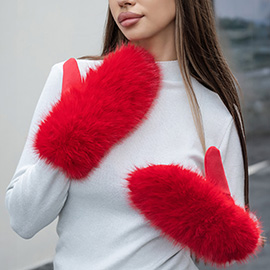 Faux Fuzzy Fur Mitten Gloves