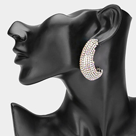 Rhinestone Paved Chunky Evening Hoop Earrings