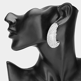 Rhinestone Paved Chunky Evening Hoop Earrings