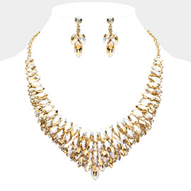 Marquise Stone Cluster Embellished Collar Evening Necklace