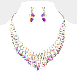 Marquise Stone Cluster Embellished Collar Evening Necklace