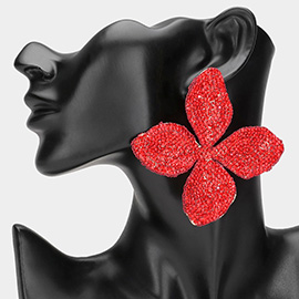 Oversized Bling Studded Flower Earrings