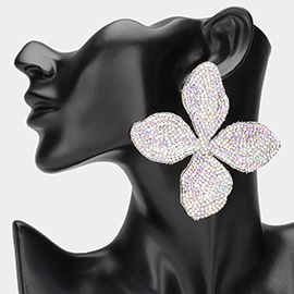 Oversized Bling Studded Flower Earrings