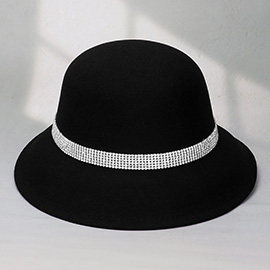 Rhinestone Paved Band Pointed Bucket Hat