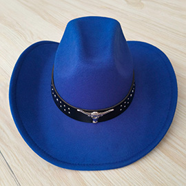 Steer Head Pointed Western Belt Pointed Cowboy Fedora Hat