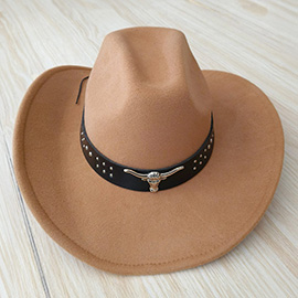 Steer Head Pointed Western Belt Pointed Cowboy Fedora Hat