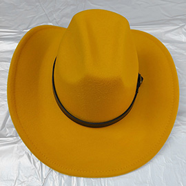 Faux Leather Belt Pointed Western Cowboy Fedora Hat