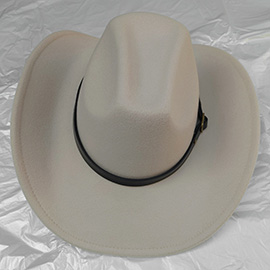 Faux Leather Belt Pointed Western Cowboy Fedora Hat