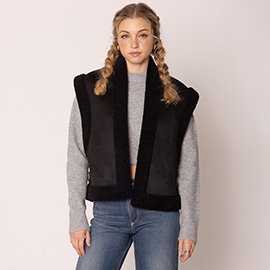 Side Buckle Faux Shearling Vest