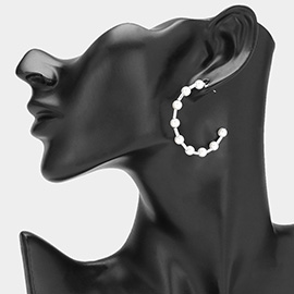 Pearl Station Hoop Earrings