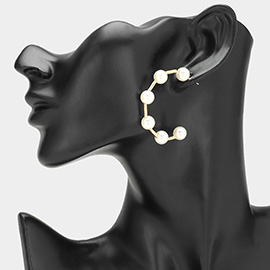 Pearl Station Hoop Earrings