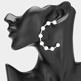 Pearl Station Hoop Earrings