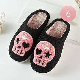 6Pairs - Halloween Skull Printed Home Indoor Floor Slippers