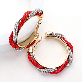 Bling Studded Twisted Hoop Earrings