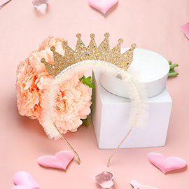 Glittered Crown Pointed Lace Headband