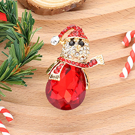 Crystal Christmas Snowman Pin Brooch