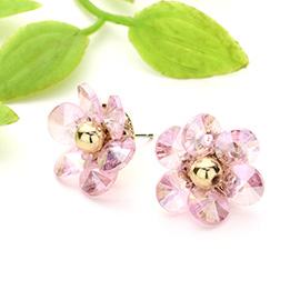 Faceted Stone Flower Stud Earrings