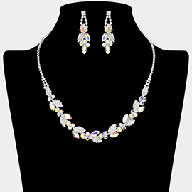 Marquise Round Stone Cluster Vine Rhinestone Necklace