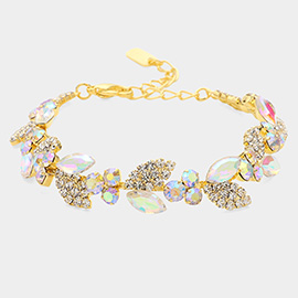 Rhinestone Embellished Leaf Vine Evening Bracelet