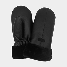 Faux Leather Mittens