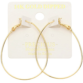 14K Gold Dipped Hypoallergenic Metal Wire Teardrop Hoop Earrings