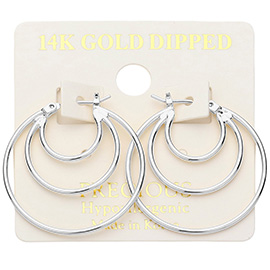 14K Gold Dipped Hypoallergenic Multi Hoop Pin Catch Earrings