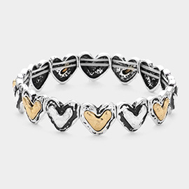 Vintage Metal Heart Stretch Bracelet