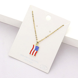 Stainless Steel Enamel American USA Pendant Necklace