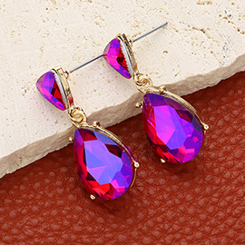 Teardrop Stone Cluster Dangle Evening Earrings