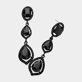 Teardrop Stone Pointed Dropdown Dangle Evening Earrings