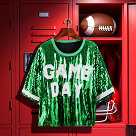 GAME DAY Sequin Crop Top