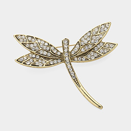 Stone Paved Dragonfly Pin Brooch