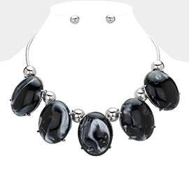 Chunky Resin Pebble Cluster Collar Bib Necklace