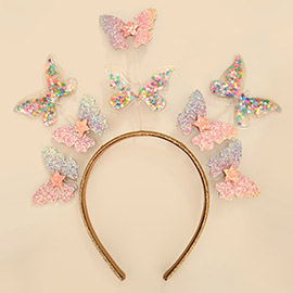 Glittered Butterfly Embellished Party Headband