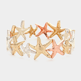 Antique Metal Starfish Link Stretch Bracelet