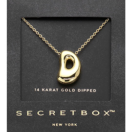 SECRET BOX_ -D- 14K Gold Dipped Bubble Initial Pendant Necklace