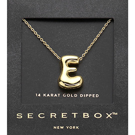 SECRET BOX_ -E- 14K Gold Dipped Bubble Initial Pendant Necklace