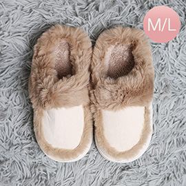 Faux Suede Fuzzy Indoor Floor Slippers