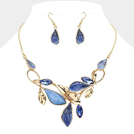 Enamel Leaf Vine Bib Necklace