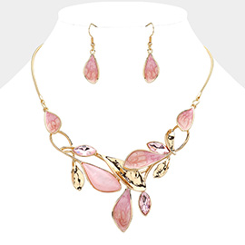 Enamel Leaf Vine Bib Necklace