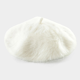 Fuzzy Faux Fur Beret Hat