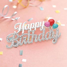 Stone Paved Happy Birthday Message Pin Brooch