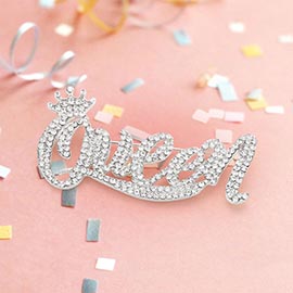 Stone Paved Queen Message Pin Brooch