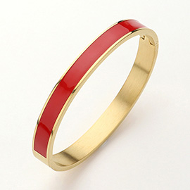 Stainless Steel Enamel Hinged Bangle Bracelet