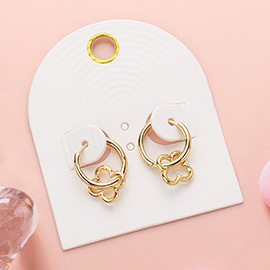 Open Metal Quatrefoil Pointed Huggie Hoop Earrings